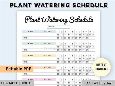 Watering Schedule .